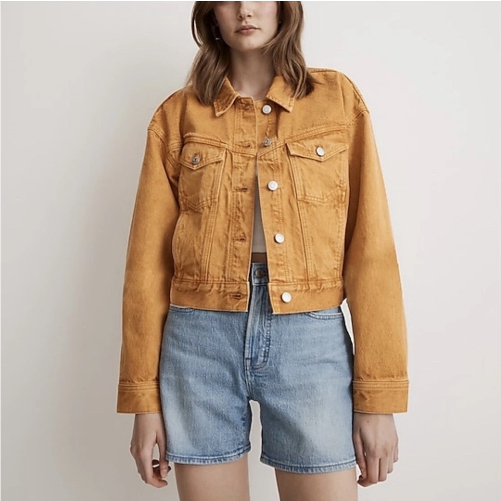 Madewell Trucker Jean Jacket Garment Dyed ochre fresco mustard yellow Denim XS
